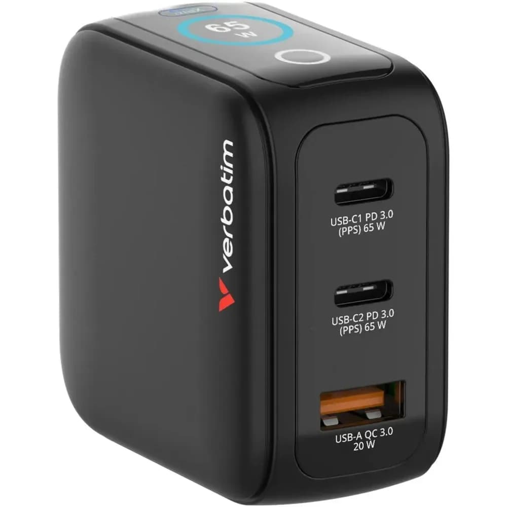 Verbatim Mini GaN Charger 65W with Display