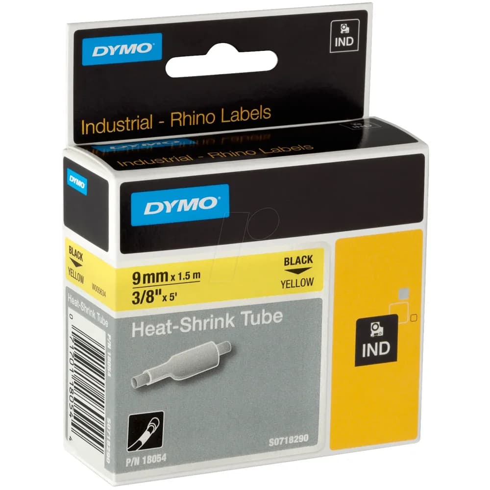 DYMO RHINO Heißschrumpfschlauch schwarz/gelb, 9 mm x 1,5 m