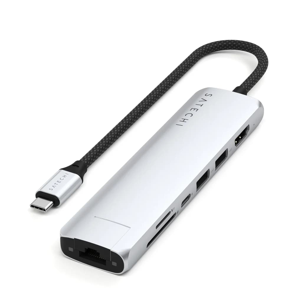 7-in-1 USB-C Slim Multiport Adapter with Ethernet - Silver