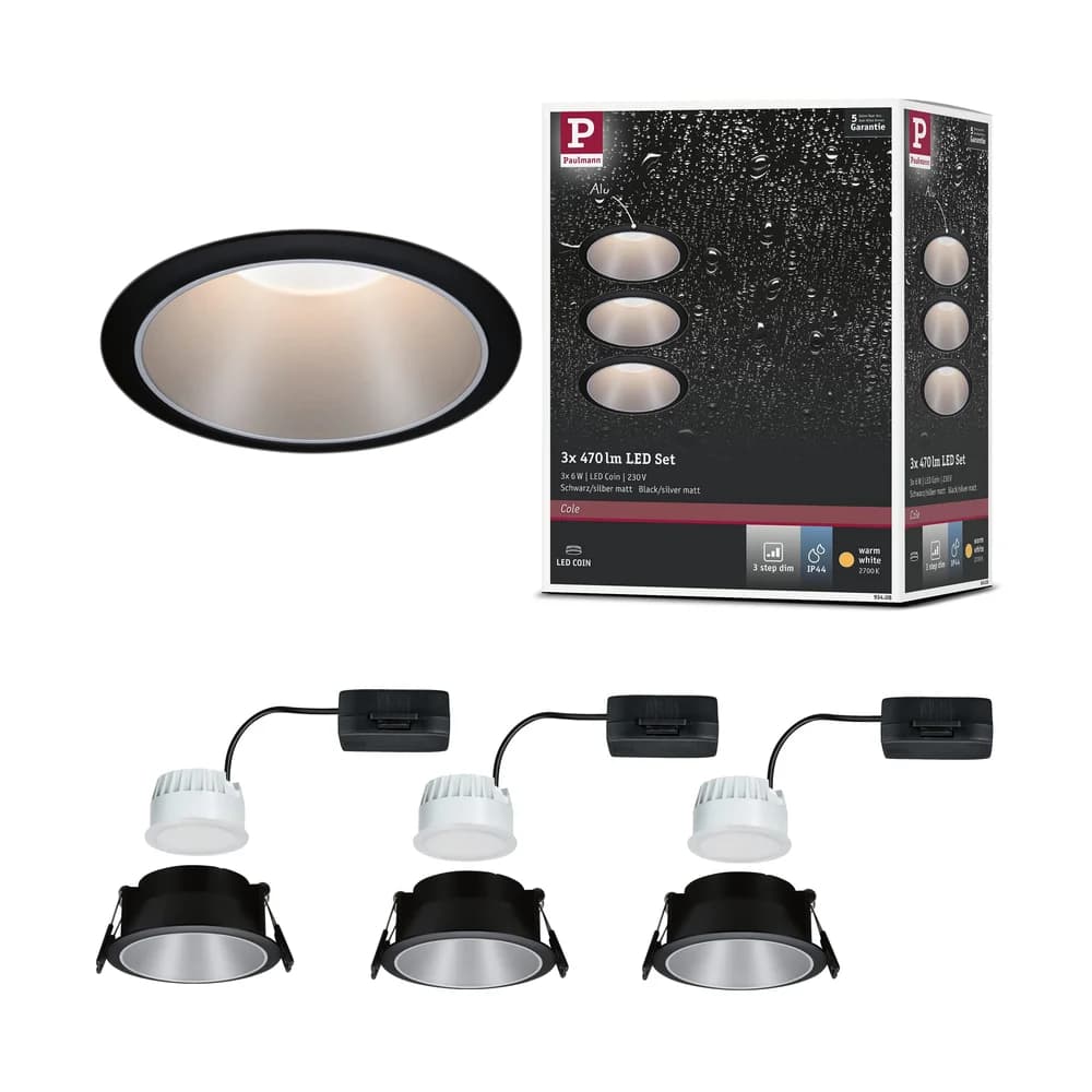 PAULMANN EBL Cole Coin 3StepDim 3x6W sw/si/Kst