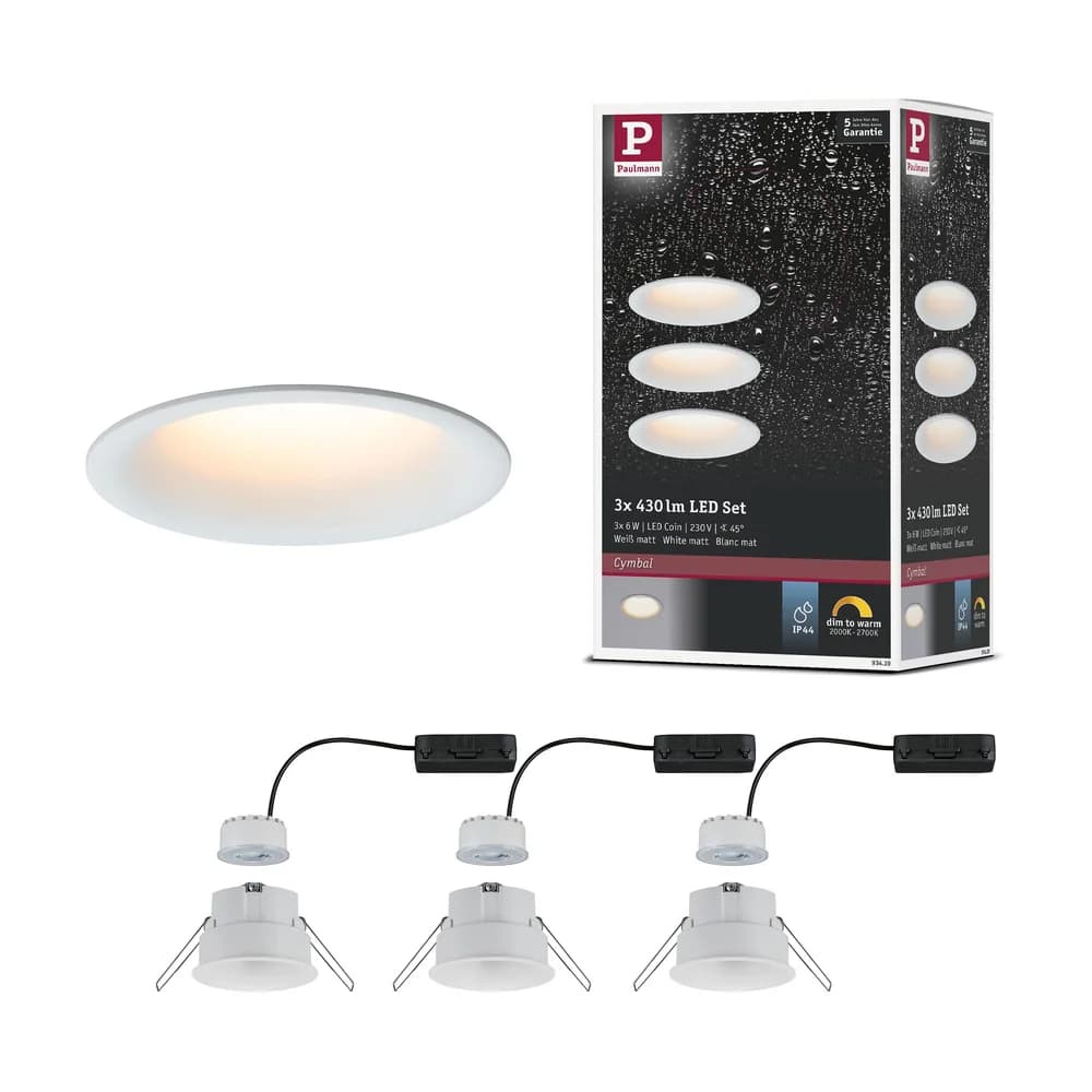 Paulmann LED Einbauleuchte Cymbal 3er-Set - Weiß