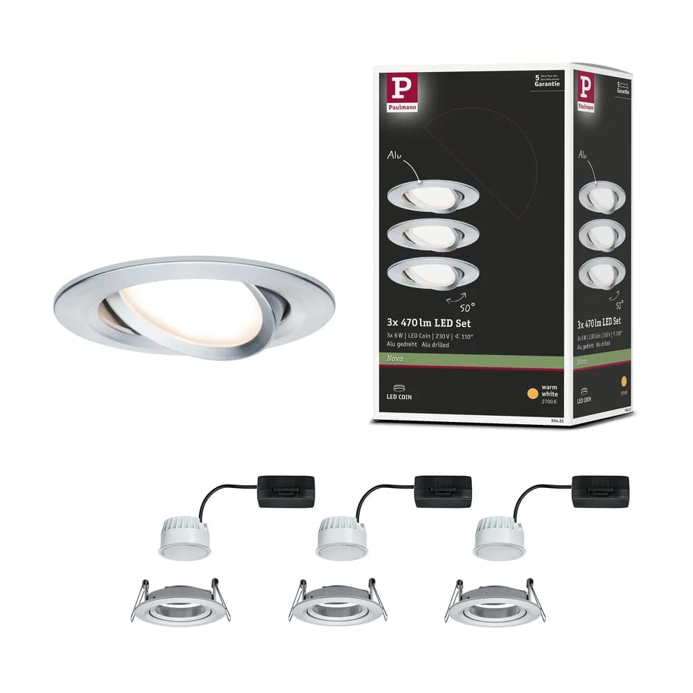 PAULMANN EBL Nova Coin rd schw LED 3x6W Alu ged