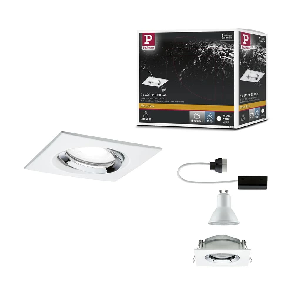 PAULMANN EBL Nova Plus IP65 eck 51mm Ws chr