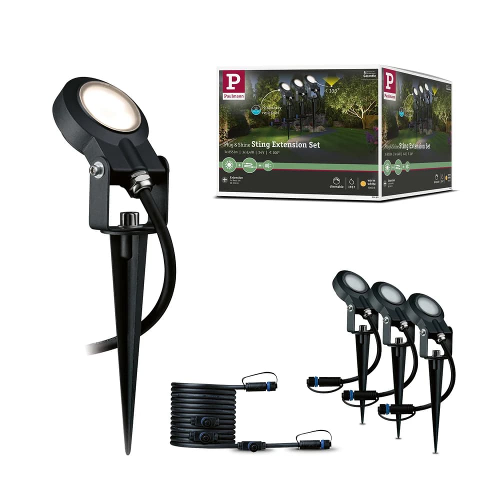 PLM 93689 - Plug&Shine Erdspieß Set Sting IP67, 18 W, 100°