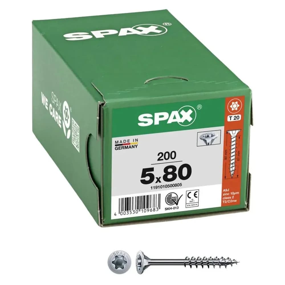 Schraube R 88091 SEKO/T-STAR 5x 80/60-T20 Stahl WIROX 200 Stück SPAX