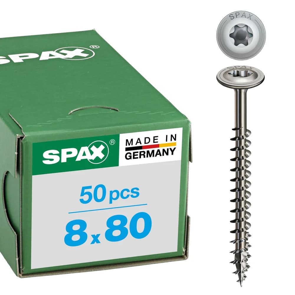 SPAX® T40 Tellerkopf Edelstahl A2 Holzbauschrauben, 8 x 80 mm