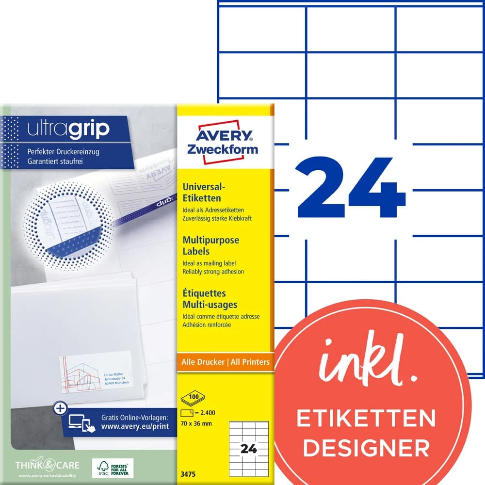 Avery, Etiketten, Universal-Etiketten