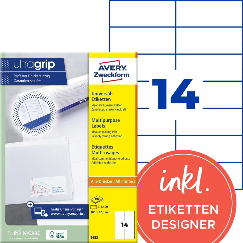 Avery, Etiketten, Universal-Etiketten