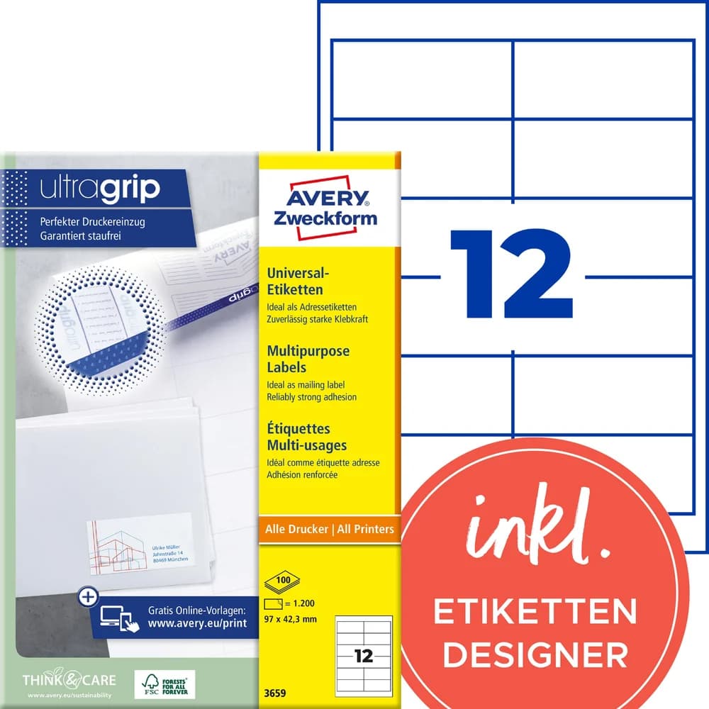 Avery, Etiketten, Universal-Etiketten