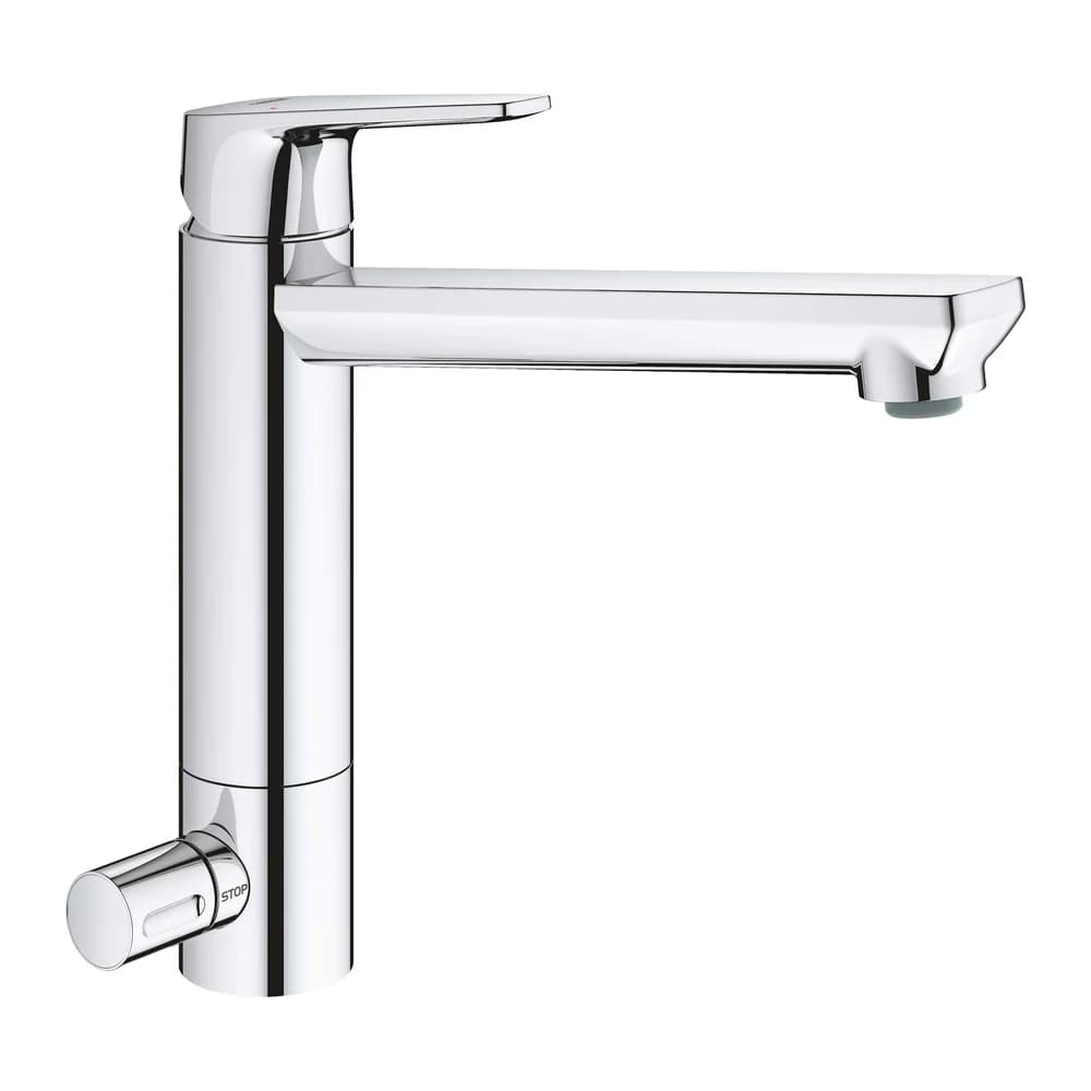 Grohe Küchenarmatur BauEdge, mittelhoher Auslauf, Absperrventil