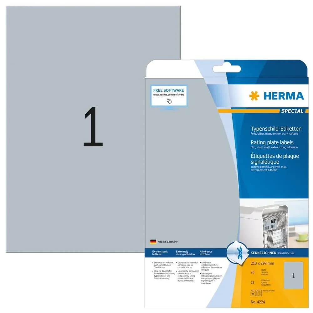 Herma, Etiketten, Typenschild Etiketten A4
