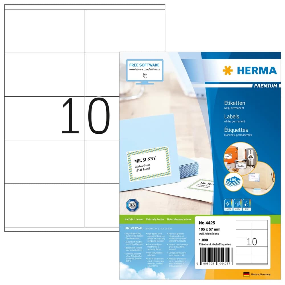 HERMA Etiketten 4425 weiß 105,0 x 57,0 mm