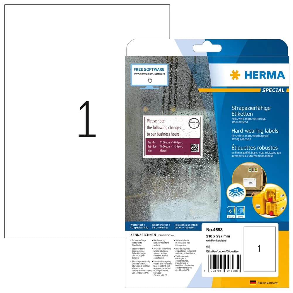 Herma, Etiketten, Wetterfeste Etiketten A4