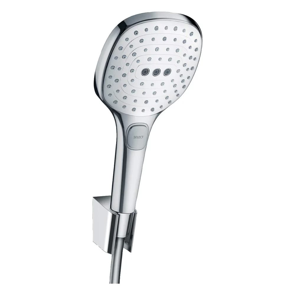 hansgrohe Halter Raindance Sel. E 120 120mm Kopf, 3jet, 1600mm Schlauch, we/vc
