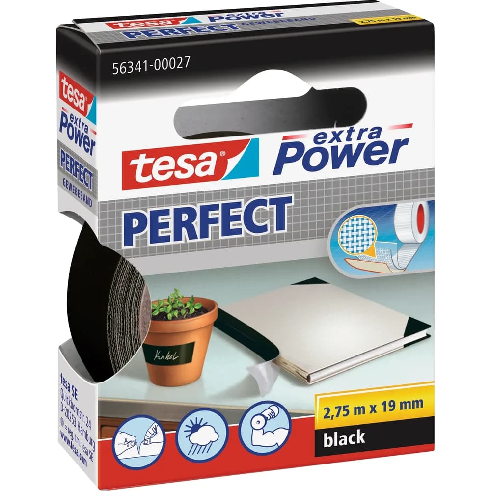 Cloth Tape extra Power Perfect 2.75m x 19mm Black