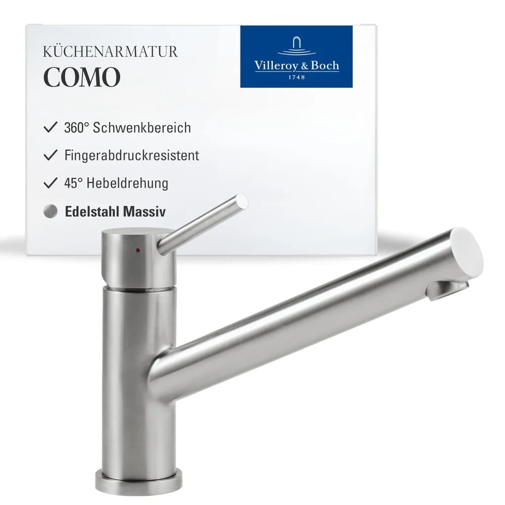 Villeroy & Boch Küchenarmatur Como Edelstahl massiv, Hochdruck