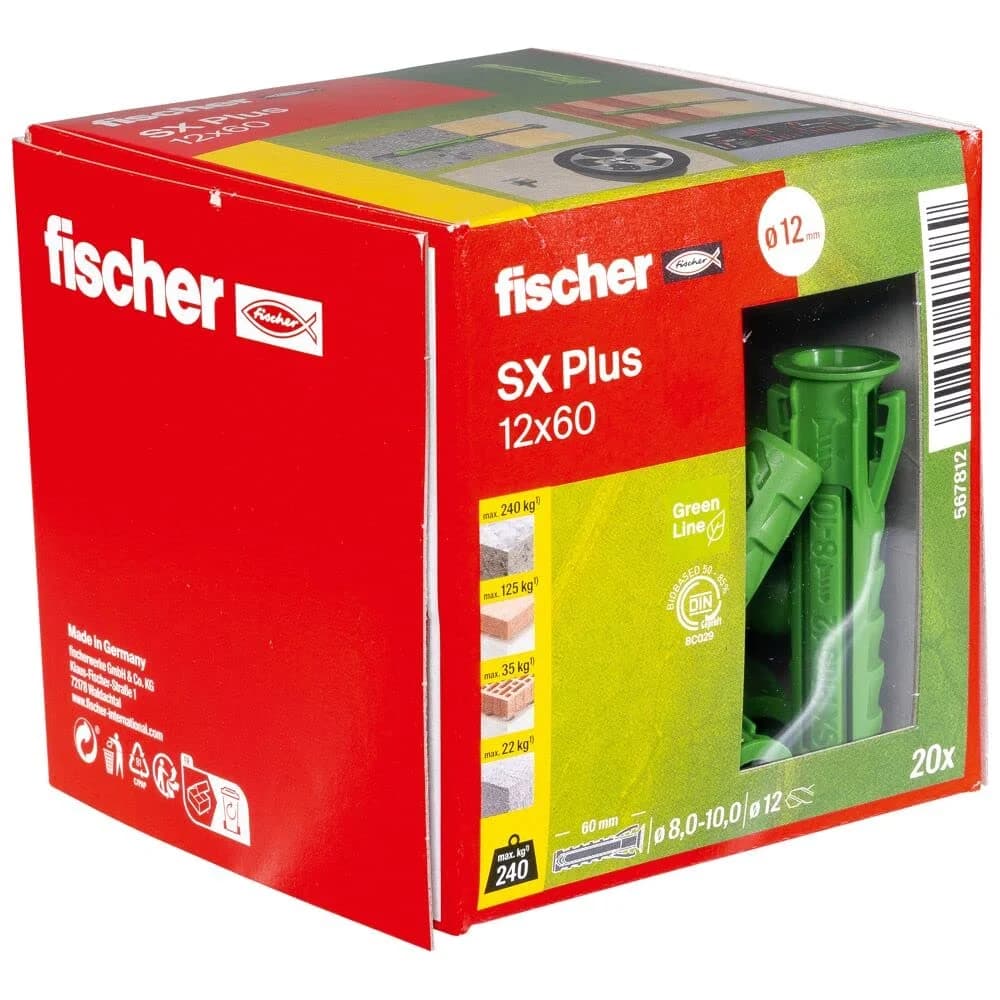 fischer Dübel SX Plus Green 12x60