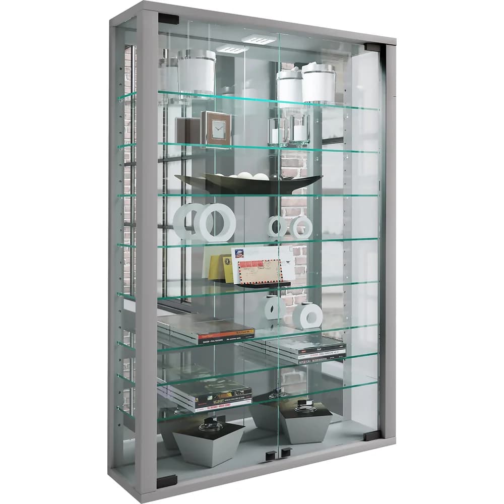 VCM Wandvitrine "Vitrosa Mini" mit Spiegel Silber