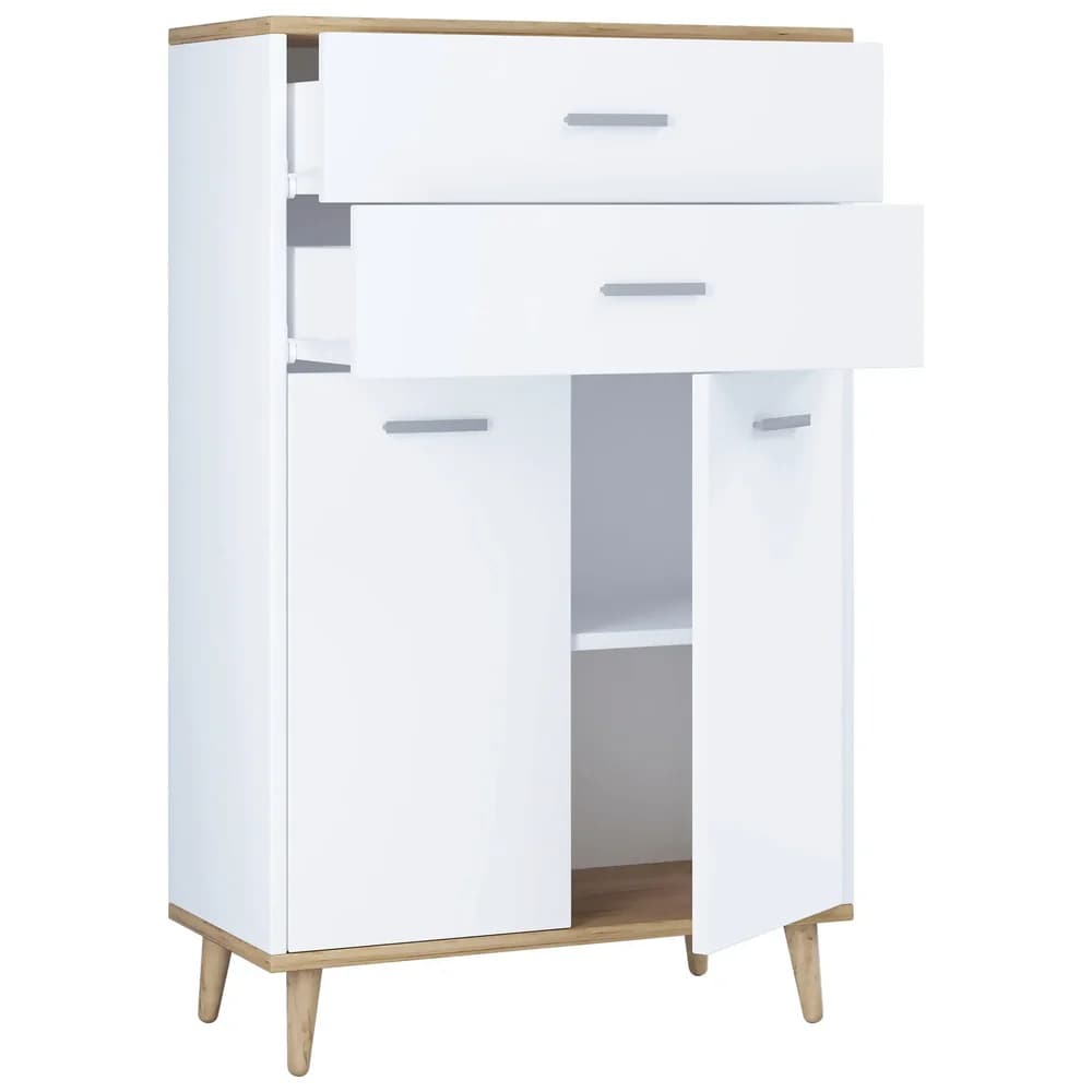 Highboard Lindas Weiß/Eichefarben