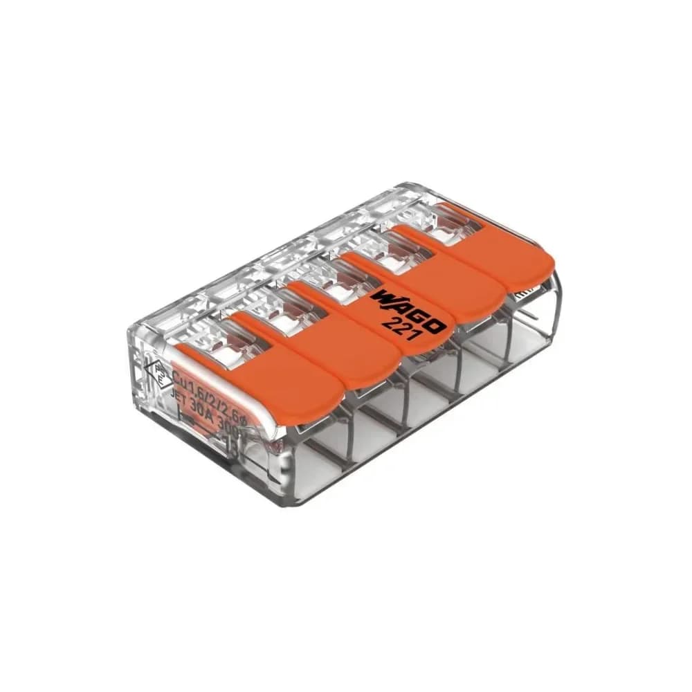 WAGO 221-615 - Verbindungsklemme, 6 mm2, 5-Leiter