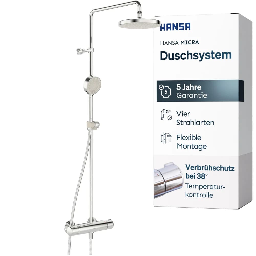 Hansa, Duschsystem, Micra Duschsystem mit Thermostat chrom