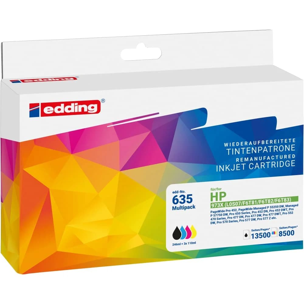 edding HP Tintenpatronen ersetzt HP 973X Multipack 4