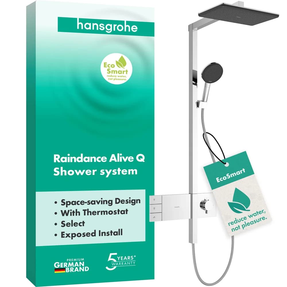 hansgrohe Showerpipe Raindance Alive Q 2jet, EcoSmart, 7,6 l/min, chrom