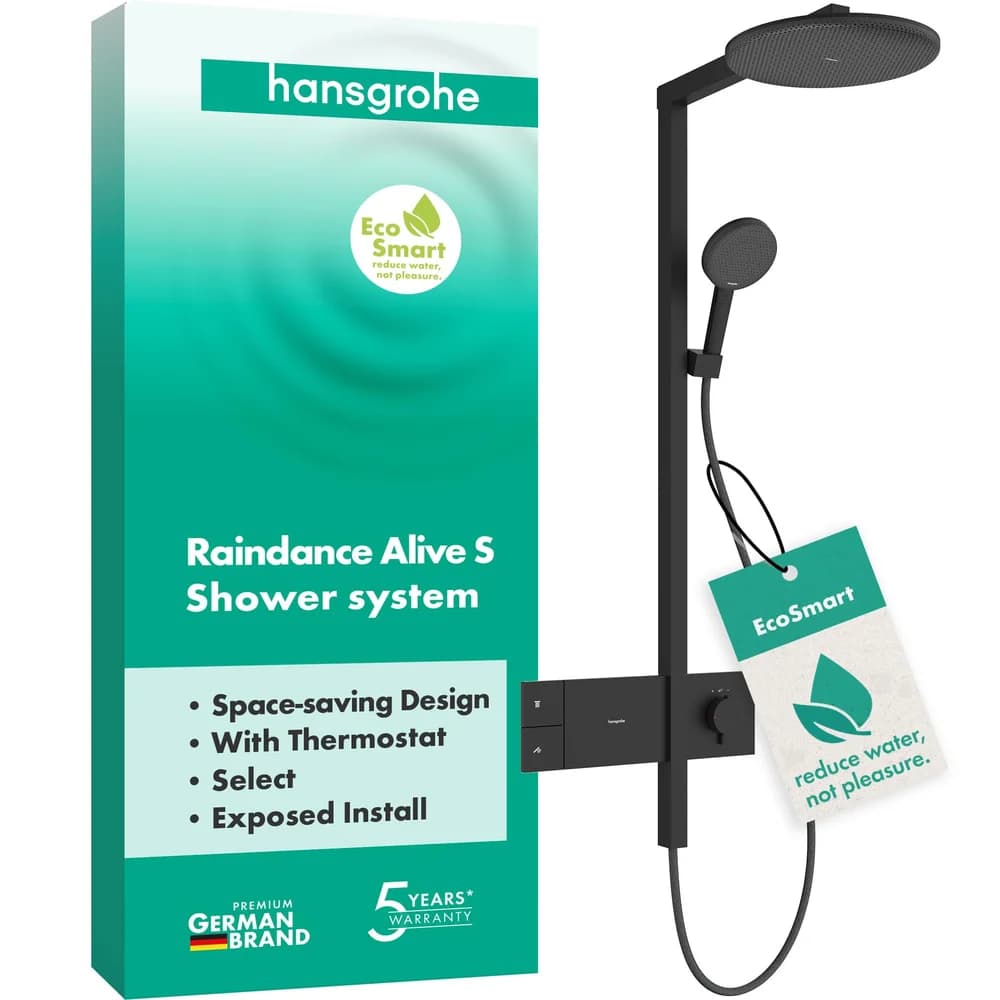 raindance alive s showerpipe 300 1jet ecosmart with showe