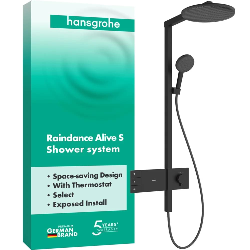 HANSGROHE Showerpipe Raindance Alive S 300 2jet mit Thermostat schwarz matt