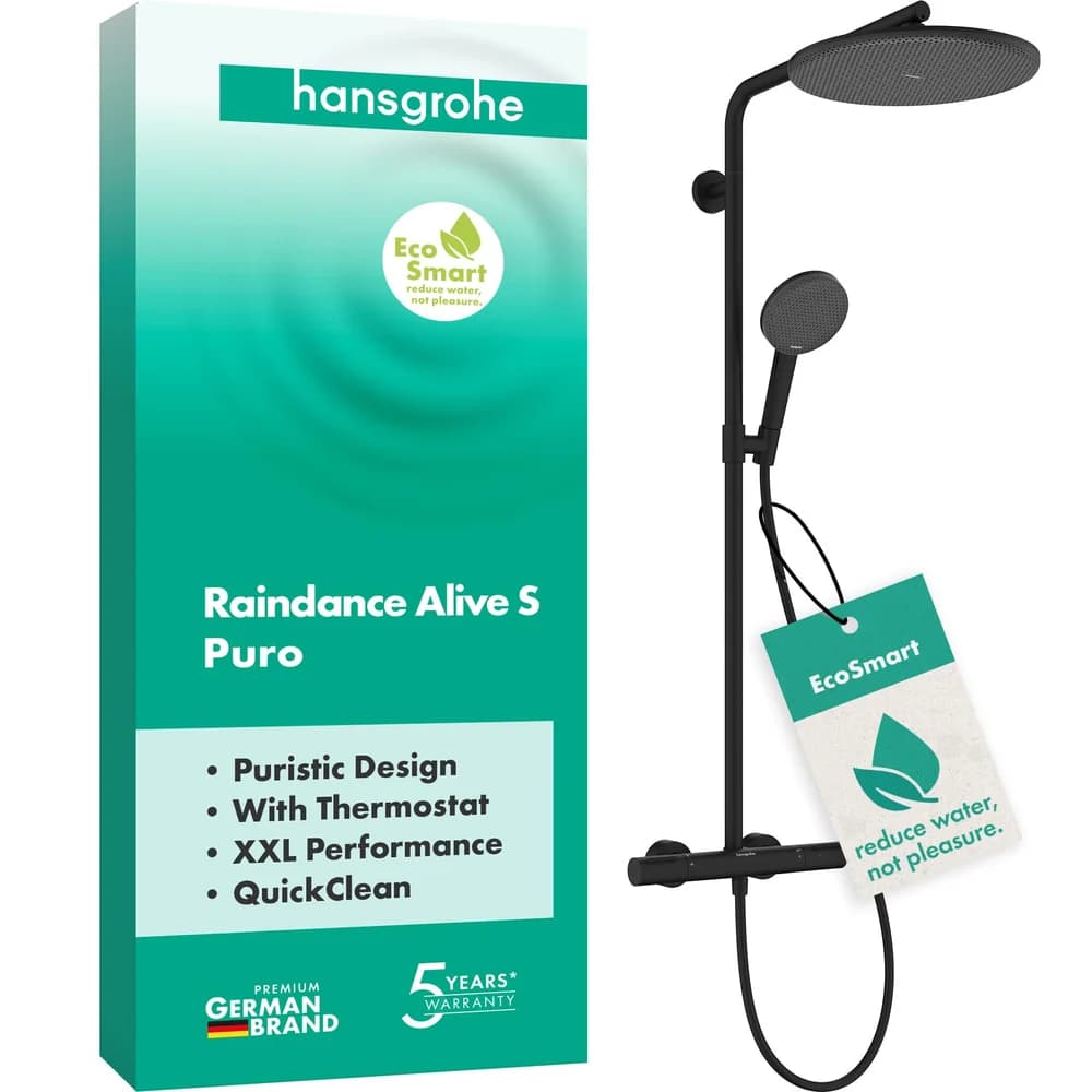 raindance alive s puro showerpipe 300 1jet ecosmart with