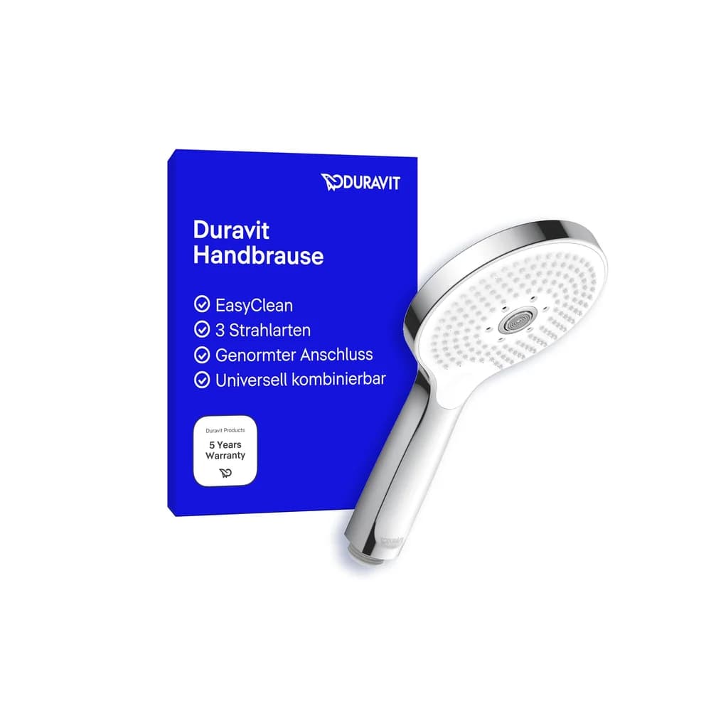 Duravit Handbrause 3-jet Click! 120, UV0650017010, Farbe: Chrom/Weiß