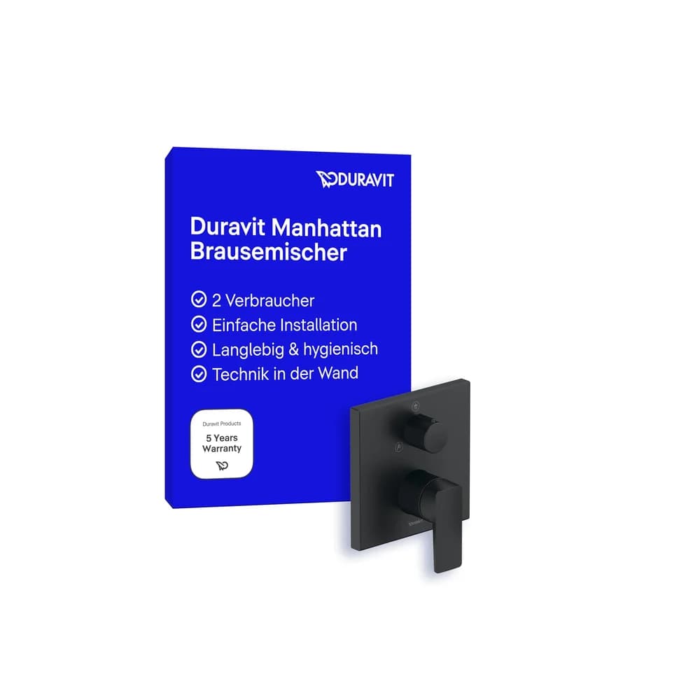 Duravit Zweihand-Unterputz-Armatur „Manhattan“ in Schwarz (matt)