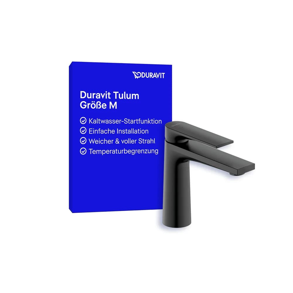 Duravit Waschtisch-Einhebelmischer Tulum M Fresh Ausl. 135mm, o. Zugst.Abl.Gar., sw matt