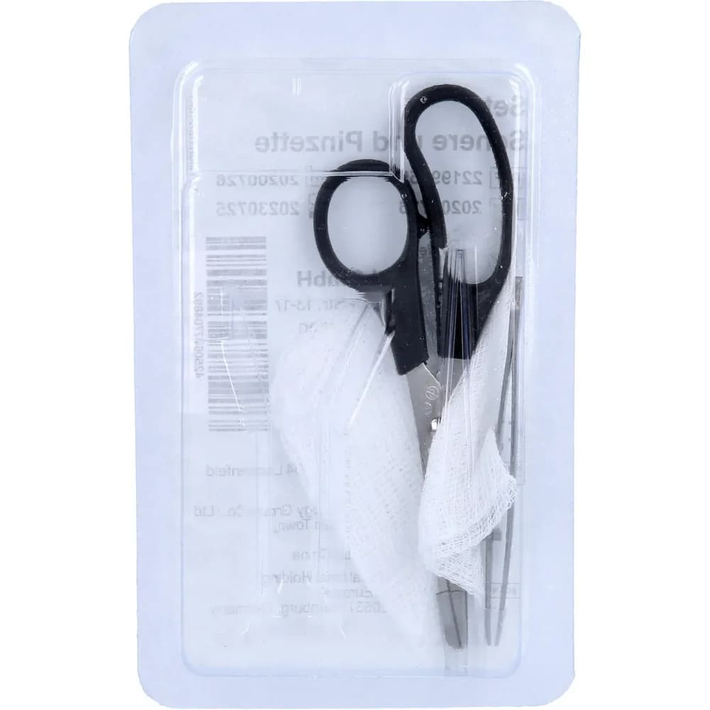 Fadenzieh Set steril Schere + Pinzette