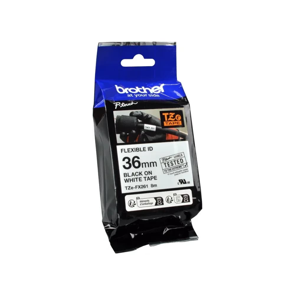 P-TOUCH TZEFX261 - Flexi-Tape, schwarz auf weiß, 36mm