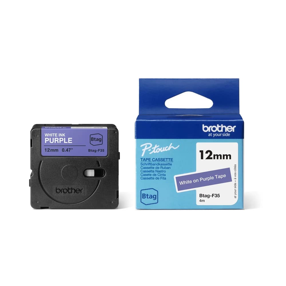 BROTHER Btag-F35 Beschriftungsband, 12mm, weiß/violett