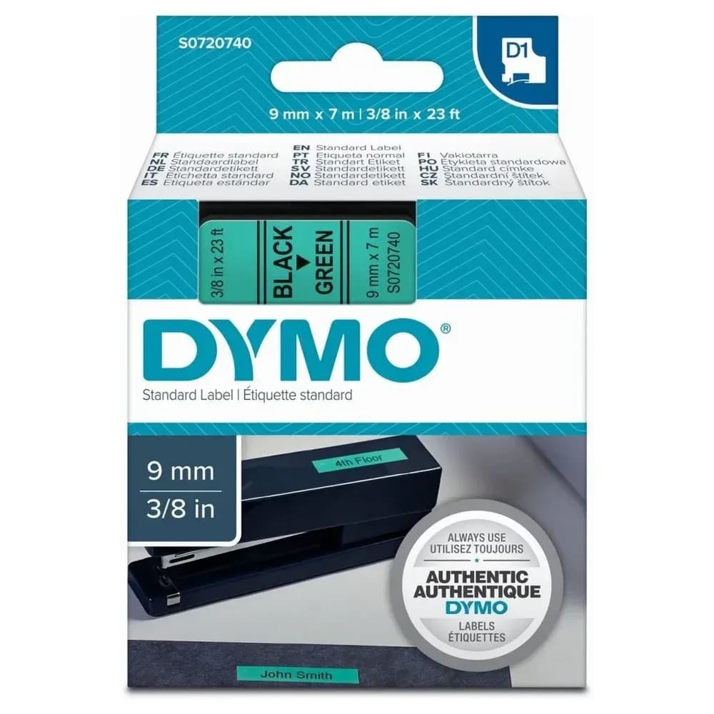 DYMO D1 Schriftband 9mm schwarz auf grün