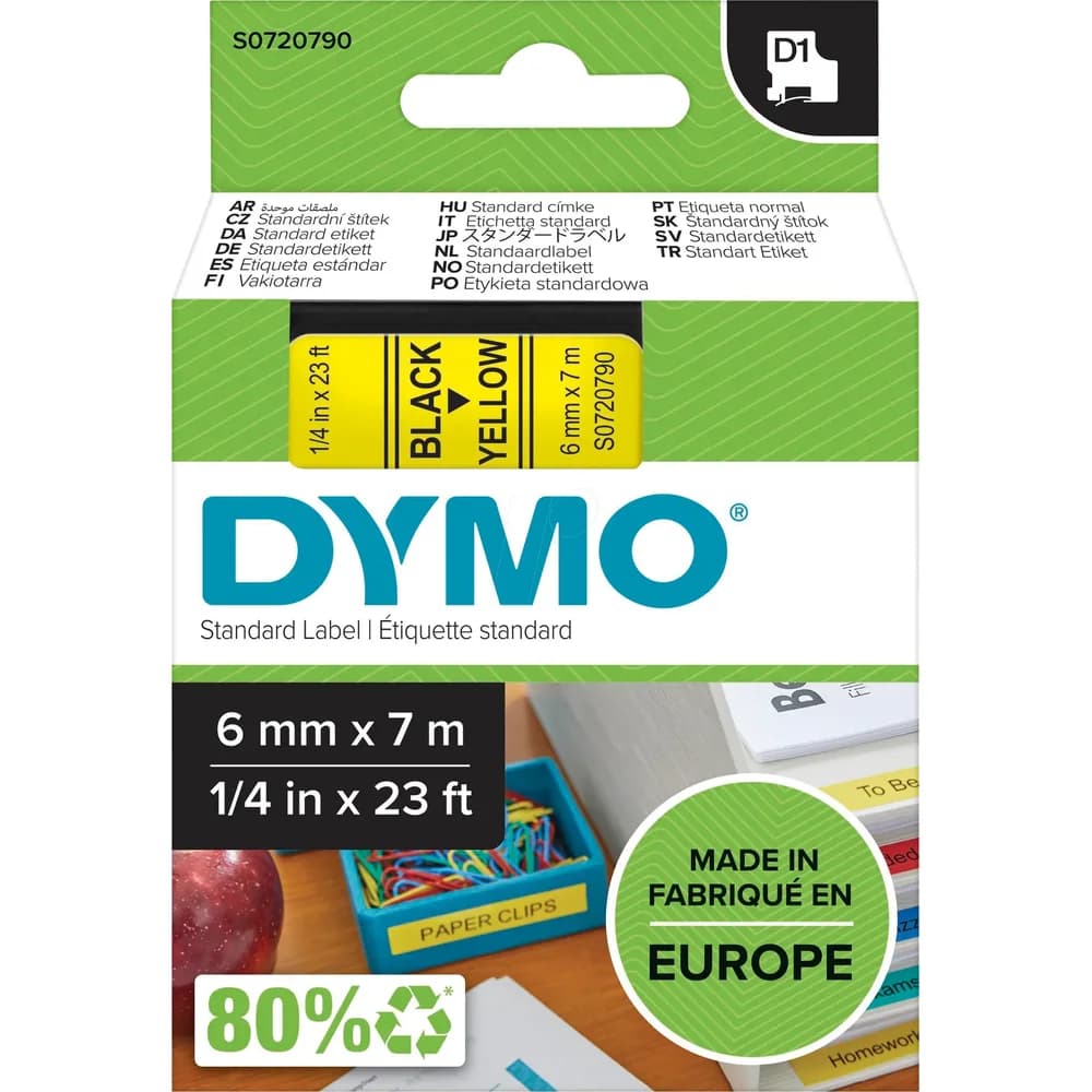 DYMO D1 Schriftband 6mm schwarz auf gelb
