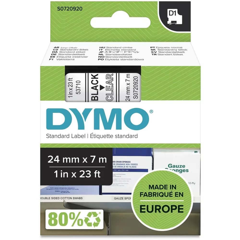 DYMO Band D1 24mm x 7m schwarz/transparent