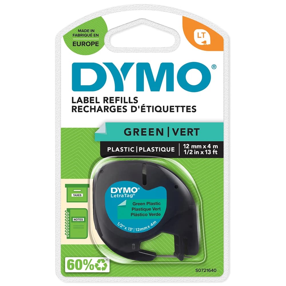 Dymo Letratag Band Plastik grün 12 mm x 4 m