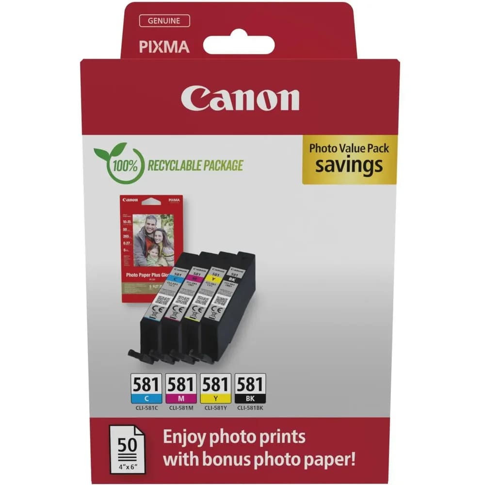 Canon CLI-581 BK/C/M/Y Photo Value Pack