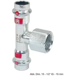 Prestabo T-piece 15 x 1/2" x 15 mm galvanized steel