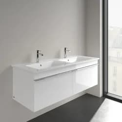 V&B Möbel-Doppelwaschtisch VENTICELLO 130x50cm, 2 HL, mit Überlauf, weiß