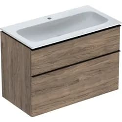 Geberit Möbel-Waschtischset iCon 90x63x48cm, we/KeraTe, nuss/Griff la. ma
