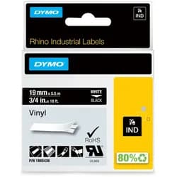 DYMO IND 1805436 - DYMO IND Band Vinyl, 19mm, weiß/schwarz