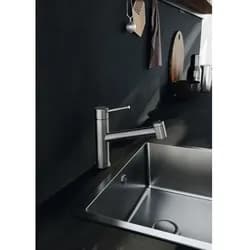 KLUDI Küchenarmatur Steel mit ausziehbarem Auslauf druckfest, Edelstahl