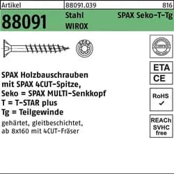 Spax, Schrauben, Senkmultikopf T-Star Plus T40 Teilgewinde Wirox