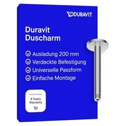 Duravit Brausearm 200mm, chrom, Deckenanschluss, rund