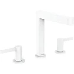 hansgrohe 3-Loch-Waschtischarmatur 160 Finoris mit Push-Open-Ablaufgarnitur, mattweiß