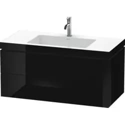 Duravit Waschtischunterschrank c-bonded L-Cube 100x48cm, 1 HL, sw hgl, 2 Schub., wandhängend